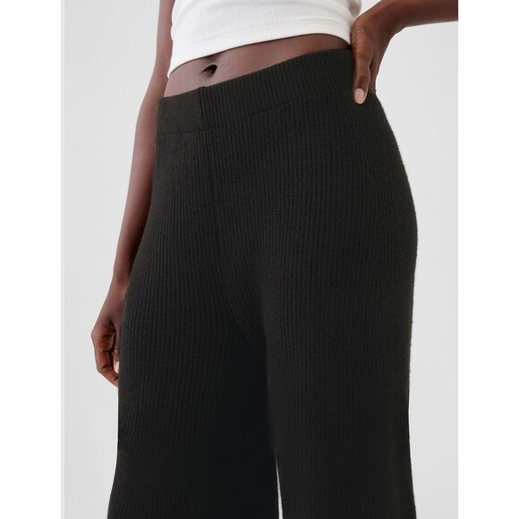 New Gap Large Pants CashSoft Shaker-Stitch Sweater Black Cotton Wide Leg Pull On - Picture 6 of 16